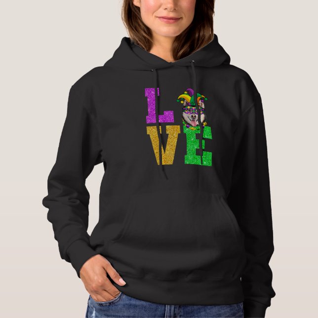 Niedlich I Liebe Mardi Gras Siberian Husky Doppy P Hoodie (Vorderseite)