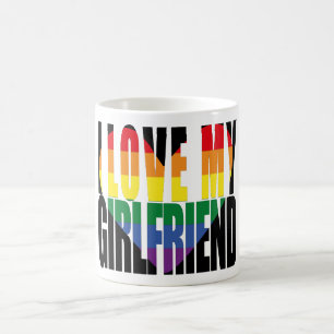 Niedlich I Liebe My Girlfriend Rainbow Heart Kaffeetasse