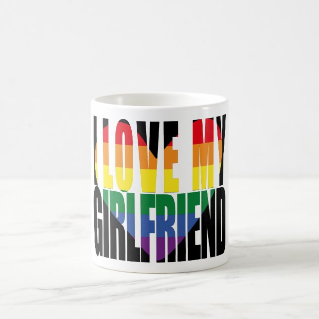 Niedlich I Liebe My Girlfriend Rainbow Heart Kaffeetasse (Mittel)