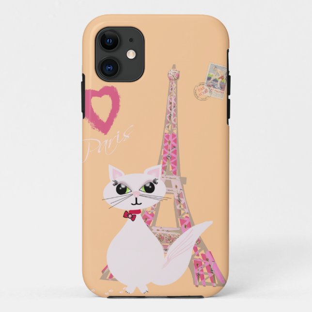 Niedlich I Liebe Paris Cat Case-Mate iPhone Hülle (Rückseite)