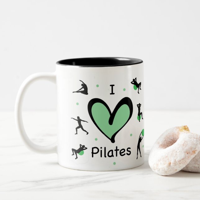 Niedlich I Liebe Pilates Zweifarbige Tasse (Mit Donut)