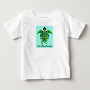 Niedlich I Liebe Sea TURTLES - Tierische Grafik- Baby T-shirt