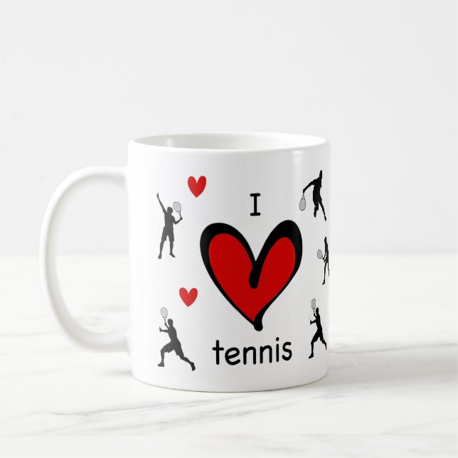 Niedlich I Liebe Tennis Gemustert Kaffeetasse (Links)