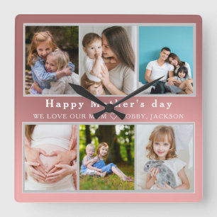 Niedlich I LIEBE YOU MAMA Happy Mother Day Foto Co Quadratische Wanduhr
