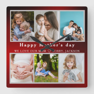 Niedlich I LIEBE YOU MAMA Happy Mother Day Foto Co Quadratische Wanduhr