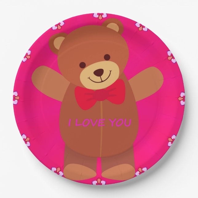 Niedlich I Liebe You Paper Tellers 9" Pappteller (Vorderseite)