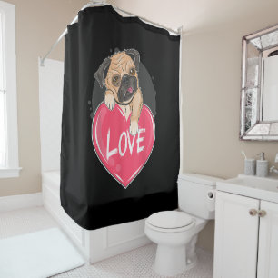 Niedlich I Steal Hearts Mops   Valentine Day Gift Duschvorhang