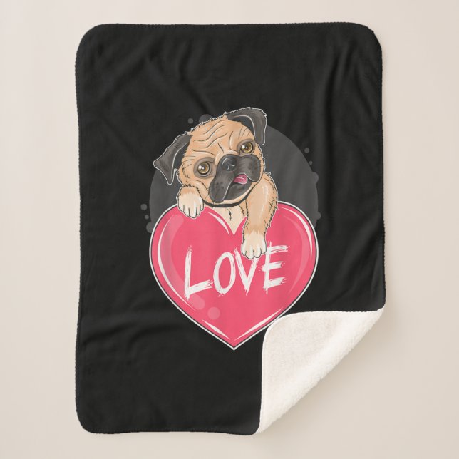 Niedlich I Steal Hearts Mops | Valentine Day Gift Sherpadecke (Vorderseite)