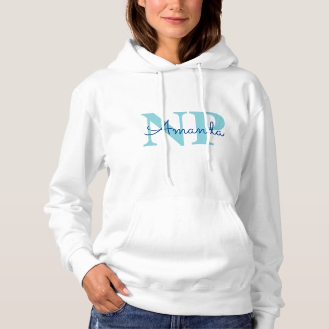 Niedlich Ice Blue Snowflake Personalisierter Name  Hoodie (Vorderseite)