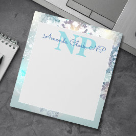 Niedlich Ice Blue Snowflake Personalisierter Name  Notizblock