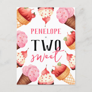 Niedlich Ice Creams Girls 2. Geburtstag Party Einladungspostkarte