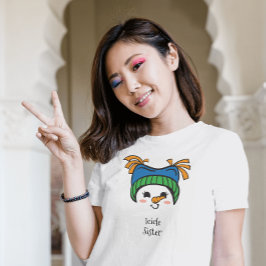 Niedlich Icicle Girl Sister Niedlich Snowman Face T-Shirt