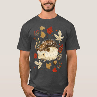 Niedlich Igel-Throws-Herbstlaub T-Shirt
