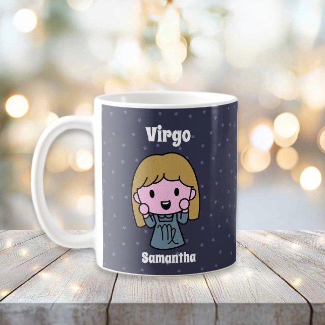 Niedlich Illustrierte Virgo Zodiac Personalisiert Kaffeetasse (Cute Illustrated Virgo Zodiac Personalized Coffee Mug
)