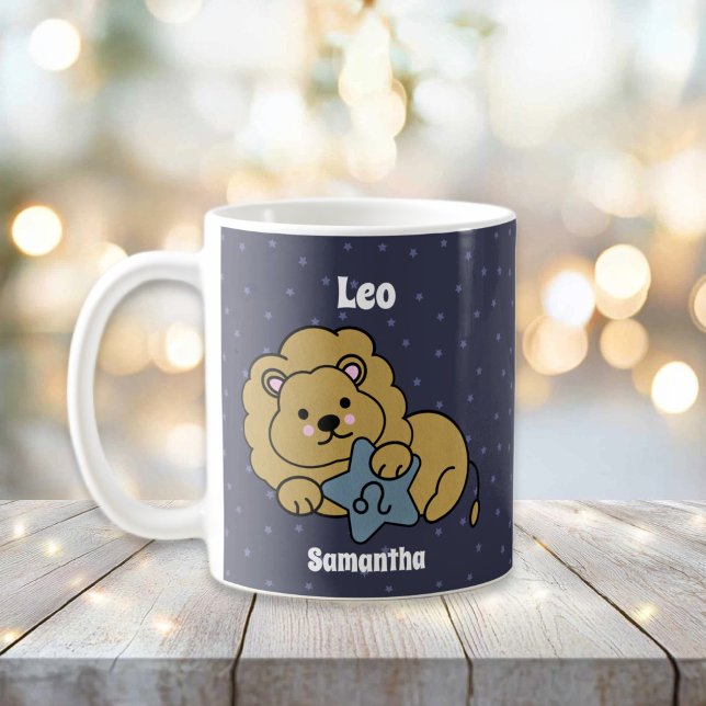 Niedlich Illustrierter Leo Zodiac Personalisiert Kaffeetasse (Cute Illustrated Leo Zodiac Personalized Coffee Mug
)