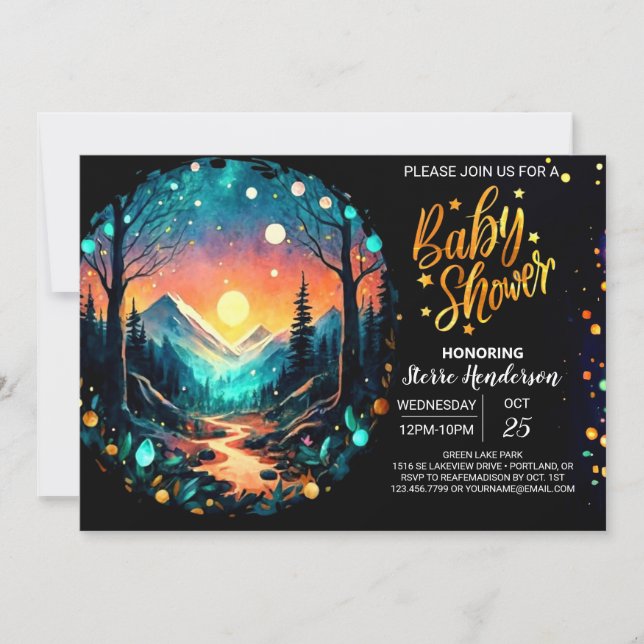 Niedlich in die bezauberte Woods Baby Dusche Einladung (Vorderseite)