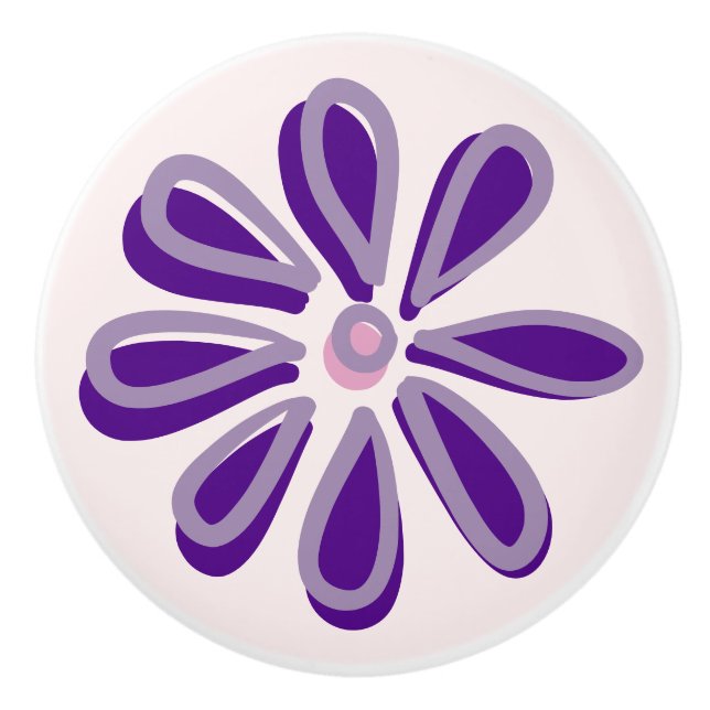 Niedlich Indigo Blume Doodle Keramikknauf (Vorderseite)