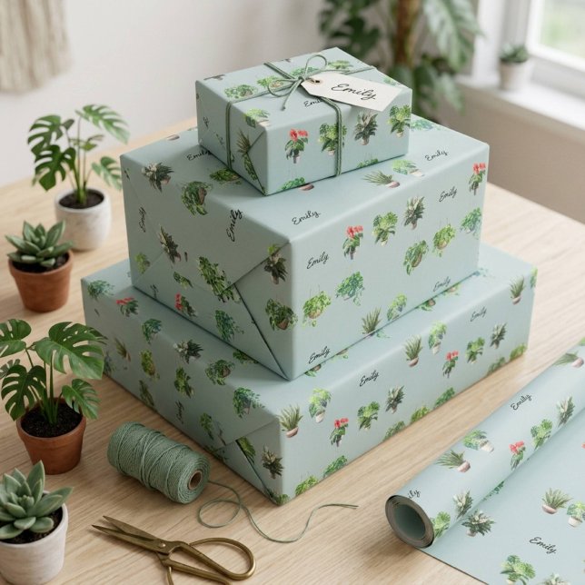 Niedlich Individuelle Name Pflanze Lover Geschenkpapier (Von Creator hochgeladen)
