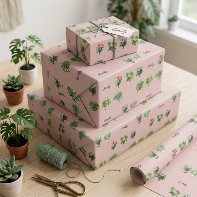 Niedlich Individuelle Name Pflanze Lover Geschenkpapier (Von Creator hochgeladen)