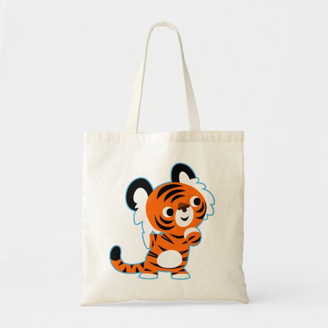 Niedlich interessierter Cartoon Tiger Bag Tragetasche (Vorne)