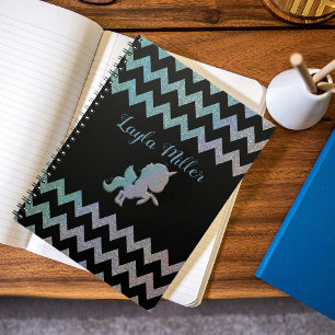 Niedlich Iridescent Glittery Unicorn Zigzag Custom Notizblock