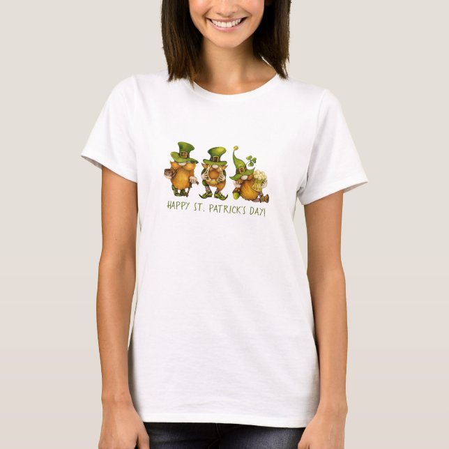 Niedlich Irish Gnomes Happy St Patrick's Day T-Shirt (Vorderseite)