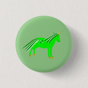 Niedlich Irish Green und Gold Unicorn Button