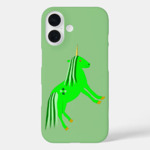 Niedlich Irish Green und Gold Unicorn iPhone 16 Hülle
