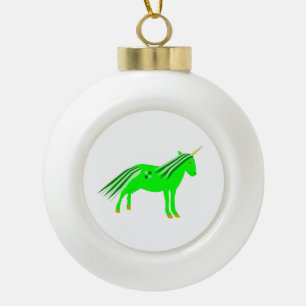 Niedlich Irish Green und Gold Unicorn Keramik Kugel-Ornament