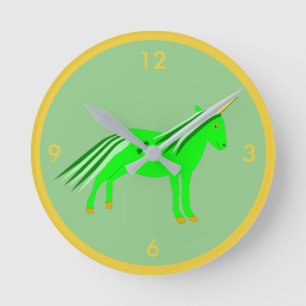Niedlich Irish Green und Gold Unicorn Runde Wanduhr