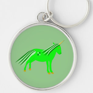 Niedlich Irish Green und Gold Unicorn Schlüsselanhänger