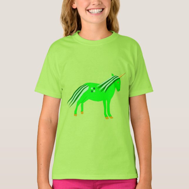 Niedlich Irish Green und Gold Unicorn T-Shirt (Vorderseite)