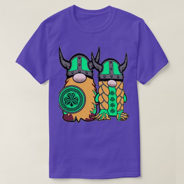Niedlich Irish Viking Gnome Couple St Patrickx27s  T-Shirt (Design vorne)