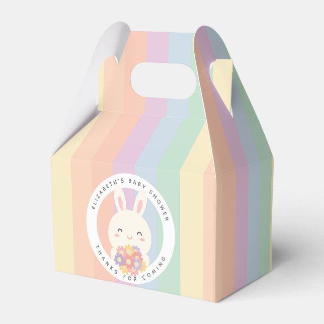 Niedlich ist ein paar Bunny auf dem Weg Rainbow Ba Geschenkschachtel (Rückseite)