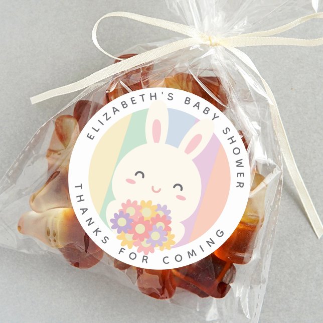 Niedlich ist ein paar Bunny auf dem Weg Rainbow Ba Runder Aufkleber (Von Creator hochgeladen)