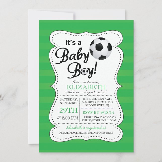 Niedlich ist es eine Baby Boy Soccer Babydusche Einladung (Vorderseite)