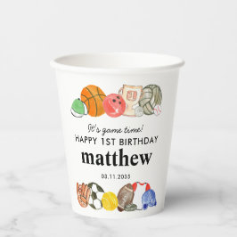 Niedlich ist es Game Time Sports Balls Kindergebur Pappbecher