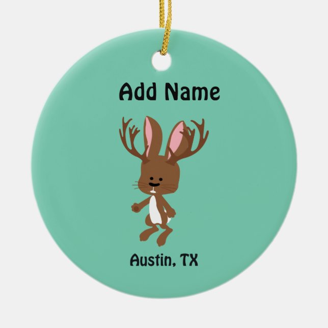 Niedlich Jackalope - Austin, Texas Keramikornament (Vorne)