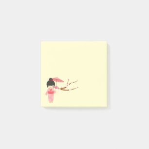 Niedlich-Japanisch-rosa Cherry Blossom Geisha Post-it Klebezettel