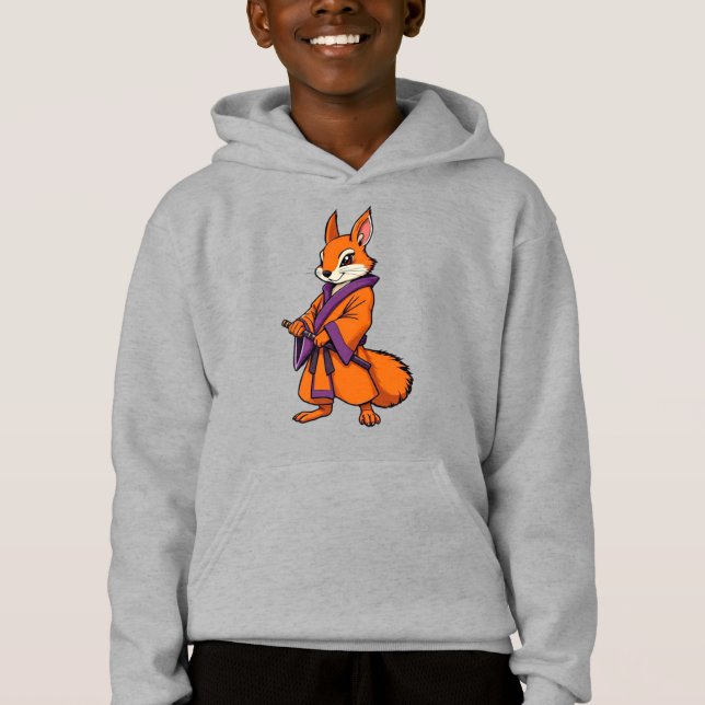 Niedlich Japanisch Samurai Eichhörnchen Hoodie (Vorderseite)