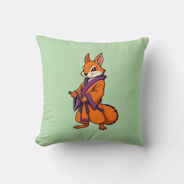 Niedlich Japanisch Samurai Eichhörnchen Kissen (Vorderseite)