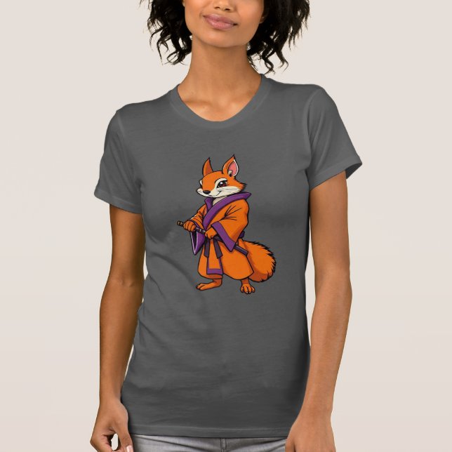 Niedlich Japanisch Samurai Eichhörnchen T-Shirt (Vorderseite)