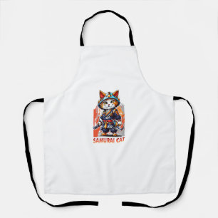 Niedlich Japanisch Samurai Ninja Cat Kawaii Shirt Schürze