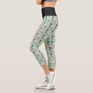 Niedlich Japanisch Sushi Lover Golfing Pattern Capri Leggings