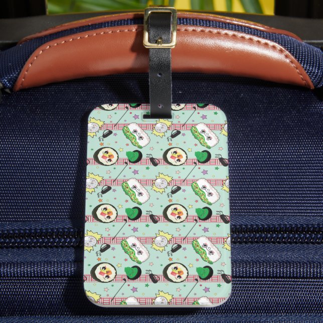 Niedlich Japanisch Sushi Lover Golfing Pattern Gepäckanhänger (Vorderseite Insitu 2)