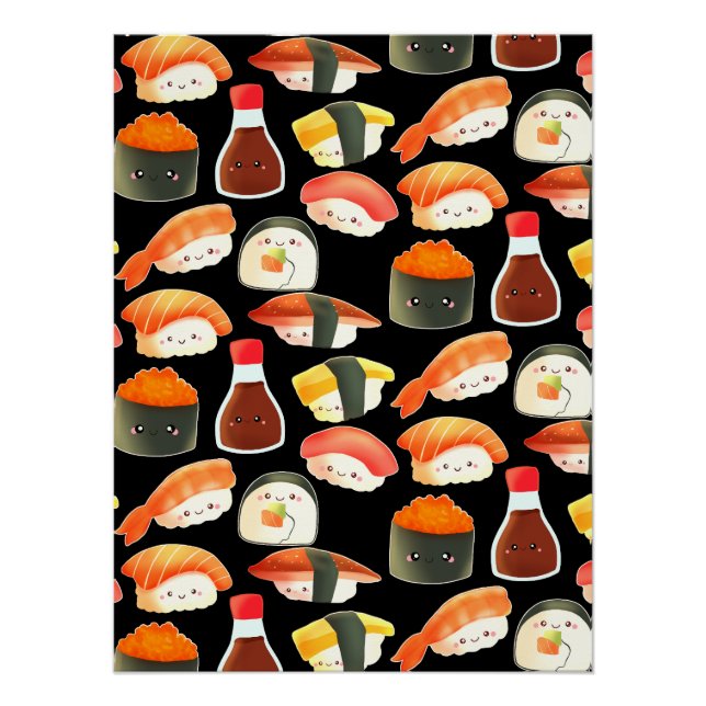 Niedlich Japanisch Sushi Poster (Vorderseite)