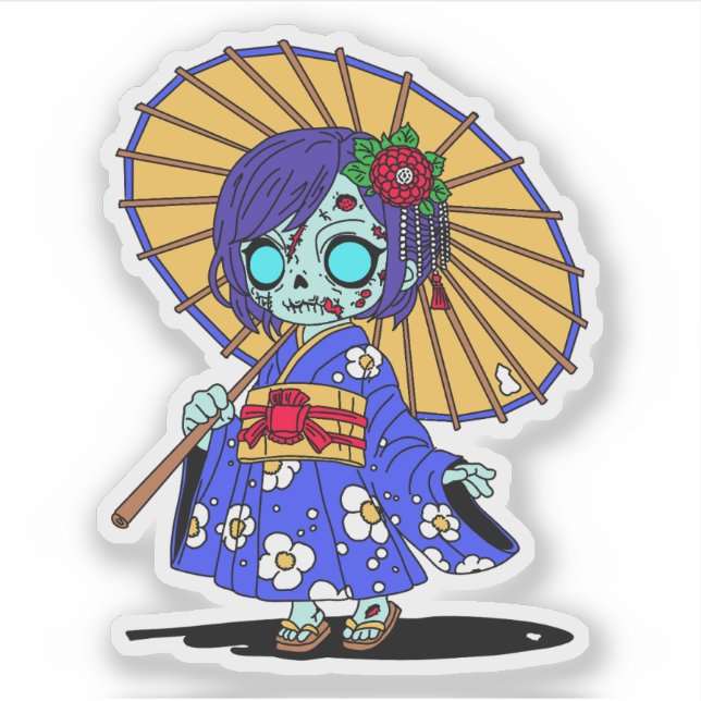 Niedlich Japanisch Zombie Aufkleber (Vorderseite)