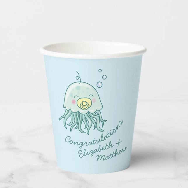 Niedlich Jellyfish Baby Shower Kawaii Pappbecher (Vorderseite)