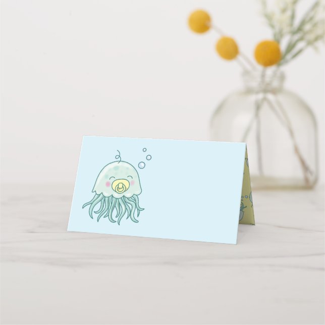 Niedlich Jellyfish Baby Shower Kawaii Platzkarte (Vorderseite)