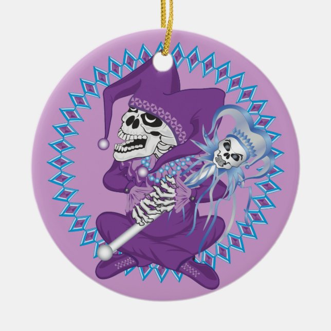 Niedlich Jester Skull Keramikornament (Vorne)